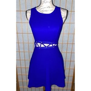 Women’s Royal Blue Flare dress, cut out design, lined, chiffon style bottom